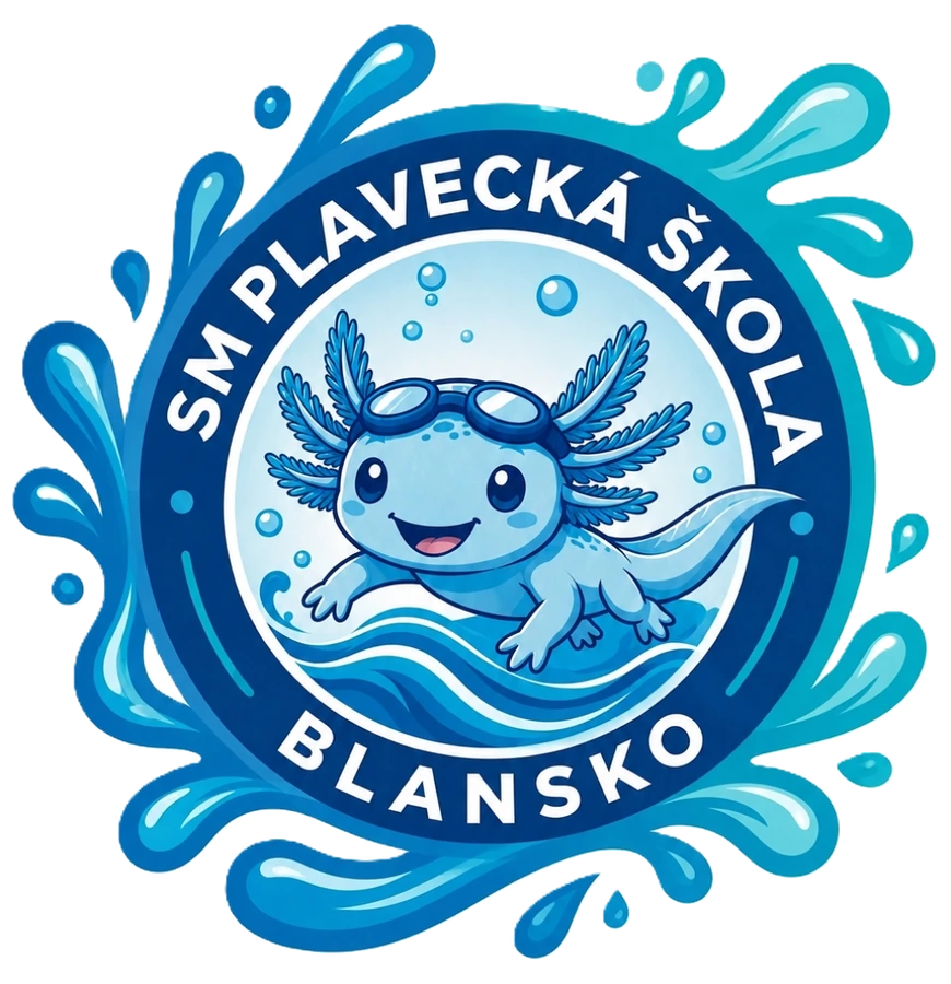Logo SM Plavecké školy Blansko s axolotlem